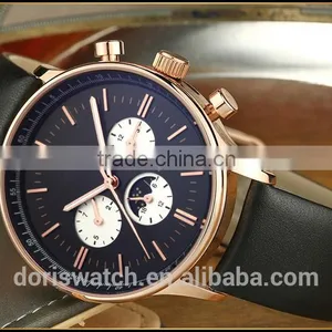 New Products With Your Logo Luxury Three Eyes Case Leather Light at Night Sports Watches Men thumbnail-4