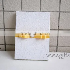 White Lace Fabric Wedding Invitation Card Box thumbnail-3