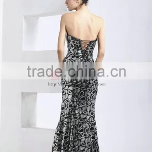 Sexy Off Shoulder Sweetheart Lace up Back Open Beaded Ready Made Evening Dress thumbnail-3