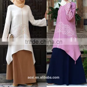 OEM Service China Factory Custom Made Knee Length Emdbroidered Summer Linen Quality Tunic thumbnail-1