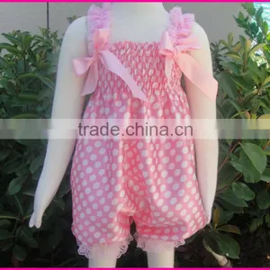 Baby Wholesale Satin Petti Bubble Knickers Princess Romper Red With White Polka Dots Satin Romper Kids Petti Romper thumbnail-5