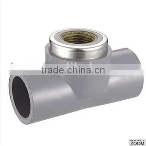 Top Supplier Best Price Plastic Pipe Fittings Upvc Female Tee With Copper Thread thumbnail-1