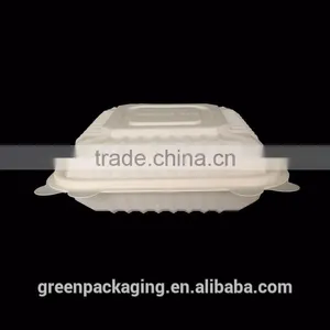 9x9x3 Inch Disposable Cornstarch Clamshell, Light Brown Color Top Quality and Biodegradable thumbnail-3