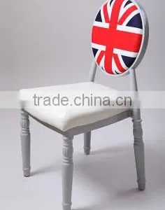 Wholesale Quality European Antique Metal Upholstered Oval Back Dining Chair QL-T854 thumbnail-1