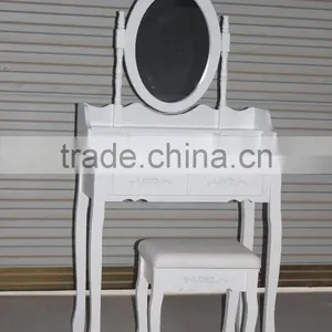 French Style White Wooden Dressing Table With Stool/White K/D Dresser/Modernstyle Dressing Table thumbnail-3