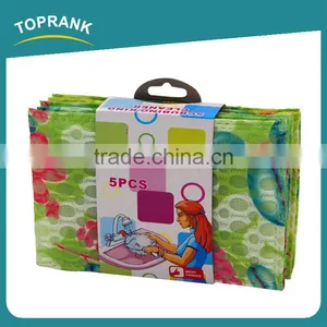 Toprank Colorful 5pcs Washing Dish Mesh Scourer Scrubbing Cleaner Scrub Sponge Pad Kitchen Scouring Pad thumbnail-3