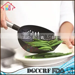 NBRSC Black Nylon Large Scoop Colander Vegetable Pasta Heat Resistant Strainer With Stainless Steel Handle thumbnail-1
