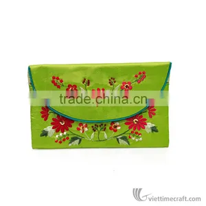 Hand Embroidered Wallet to Store Money, Cosmetic, Personal Stuff, 100% Made From Natural Silk thumbnail-2