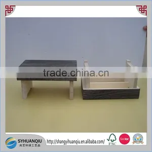 Handmade Bule Painting Solid Poplar Wooden Foot Stool Bench Stool CN thumbnail-5