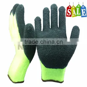 NMSAFETY 7 Gauge Hi- Viz Nappy Acrylic Liner Coated Foam Latex on Palm Safety Gloves thumbnail-1