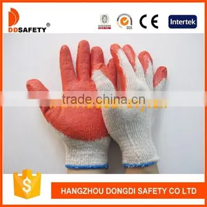 DDSAFETY 10 Gauge Economic Beige T/C Shell Red Latex Coated Work Gloves thumbnail-1