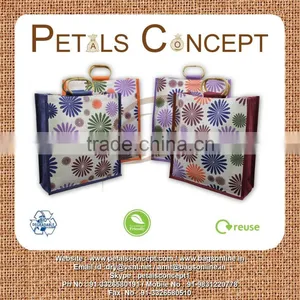 Jute Shopping Bag With Wooden Cane Handle thumbnail-1