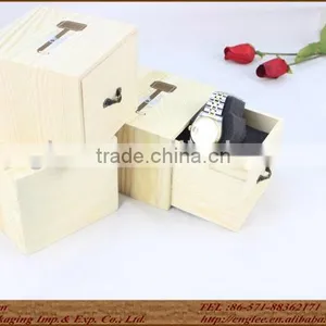 Natural Pine Wood Watch Box With Lining and Logo thumbnail-1