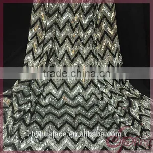 New Arrival V-shape Design Wholesale Cheap Sequin Lace Fabric for Party Dress thumbnail-2