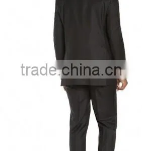 Black Pinstripe Wool 2-Button SuitWith Flat Front Pants (SHT1093) thumbnail-2