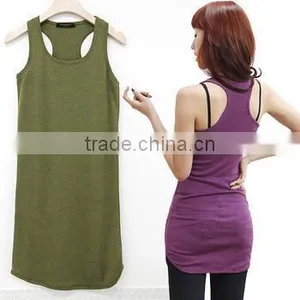 Women's Blank Tank Top for Summer 2016 ,long Line, 100%coton thumbnail-1