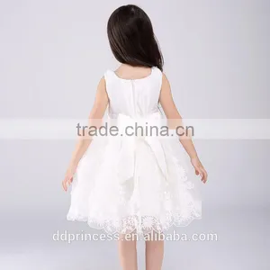 Pakistan Princess Rose Flower Girls Party Dress White Lace Net Frock Designs for Kids Baby Girl Fairy Dresses thumbnail-2