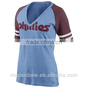 Custom Made Deep V Neck Baseball t Shirt for Sports Fan, Wholesale and Most Popular in USA and Europe Market thumbnail-1