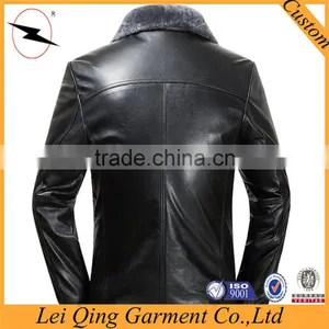 High Quality OEM Latest Designs Real Fur Black Man Leather Jacket thumbnail-2
