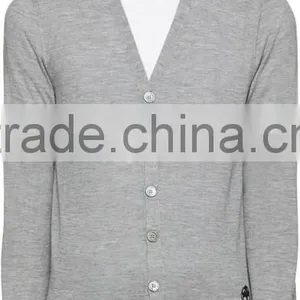 2016 Latest Mens Grey Cashmere Cardigan Sweaters thumbnail-1