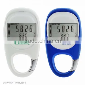 Clip N' Go 3D Sensor Pedometer - Has Easy to Read Display With Clock and Low Battery Indicator and Comes With Your Logo thumbnail-1