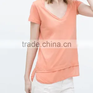 New Style Short Sleeve Round Neck Combined Hem Stringer Tank Top Wholesale thumbnail-3