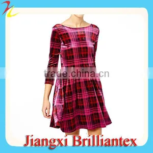 Tartan Velvet Sexy Short Skater Dress thumbnail-1