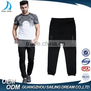 New Design Custom Plain Black Side Pockets Elastic Waist Cotton Wholesale Blank Jogger Pants thumbnail-1