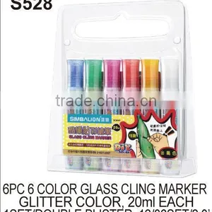 FOR CRAFT (S528) 6 PCS 6 COLORS GLASS CLING MARKER SET thumbnail-1