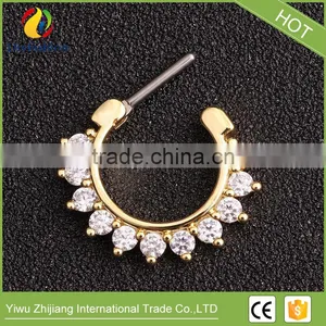 High Quality Colorful Fashion Diamond Non Piercing Fake Nose Ring thumbnail-4