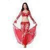 Red Lace Belly Dance Clothes Practice Costumes With Flower Printing For Performance thumbnail-1