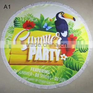 White Flower Printed Round Beach Towel/jkr Bath Towel Table Towel Shawl Yoga Mat Beach Towels/ Round Beach Towels thumbnail-5