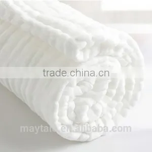 Newborn Muslin Cotton Baby Bath Towels White thumbnail-2