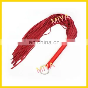 Red Pink Black Leather Whip Floggers thumbnail-2