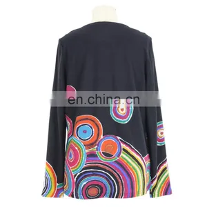 Old Lady Spiral Print Zipper Front Autumn Jacket Guangzhou Supplier thumbnail-2