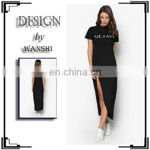 Latest Ladies Clothes Bodycon Long Dress Side Slip Design Fashion Model Women Dress thumbnail-1