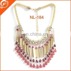 Women Dressing Metal Chain Necklace With Tubes thumbnail-3