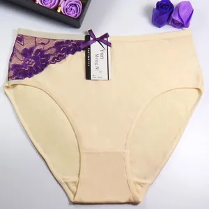 Yun Meng Ni Ladies Briefs Fancy Side Sexy Lace Briefs Big Size Cotton Ladies Panties Mature Women Underwear thumbnail-2