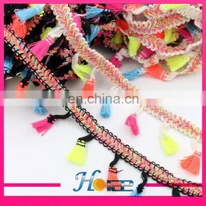 Factory Price Pom Pom Chain Mixed Colors Lace Trimming Tassel Fringe Trim thumbnail-5