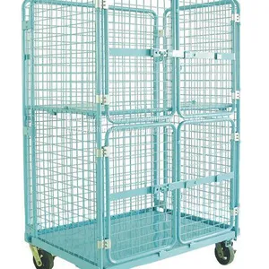Warehouse Storage Folding Metal Trolley With Wheels thumbnail-1