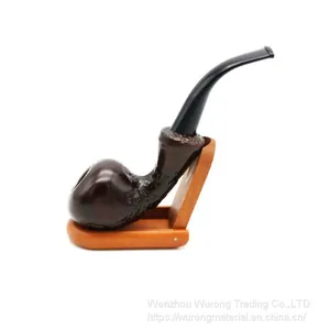 160mm Length Wooden Resin Short Tobacco Pipe With Small Red Bending Head for Smoking thumbnail-3