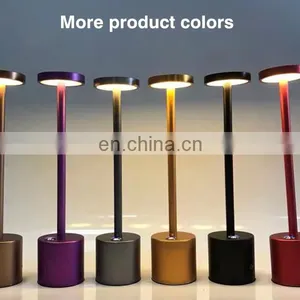 Customed Wholesale Mental Indoor LED Table Bar Lamp Decorative Cordless Usb Rechargeable Restaurant Hotel Dinner Lamp thumbnail-3