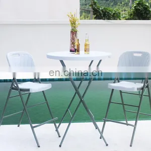 80x110cm Round Table Manufacturer Camping Wedding Party Hire Plastic Outdoor Catering Bar HDPE Folding Table thumbnail-2