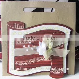 2016 New Design Wave Shape Chocalate Luxury Wooden Wedding Card Invitation thumbnail-1