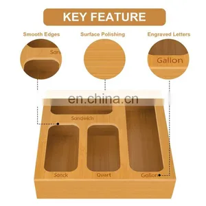 Wholesale Bamboo Plastic Baggie Ziplock Bag Kitchen Drawer Storage Organizer Laser Printing With 4 Holes thumbnail-5