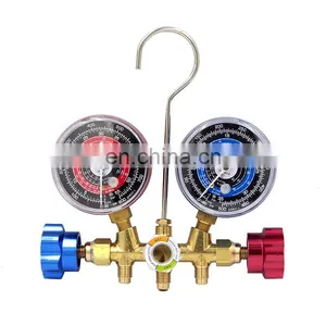 Conjunto de manómetros de colector de bronce CT-536 H para sistema de refrigeración HVAC, aire acondicionado automático, carga de AC con R134A, R22 y R12, conjunto de manómetros de colector thumbnail-3