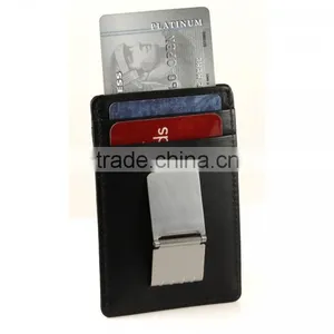 Functional Cowhide Money Clip With ID Window Leather Card Holder Money Clip thumbnail-1
