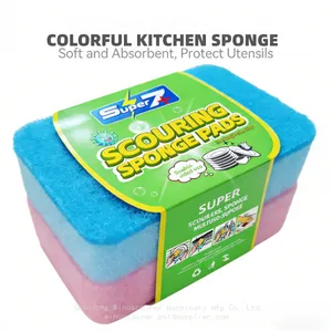 Custom High Density Strong Cleaning Kitchen Scrub Sponges Household Cleaner Kitchen Sponge Green Scouring Pad thumbnail-1