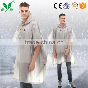 YANLI High Quality Fashion Plastic Silver Poncho Raincoat for Adult thumbnail-2