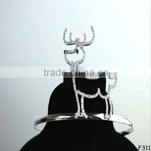 2015 Latest Moder Large Pageant Crystal Deer Bride Crown for Fashion Ladies thumbnail-1